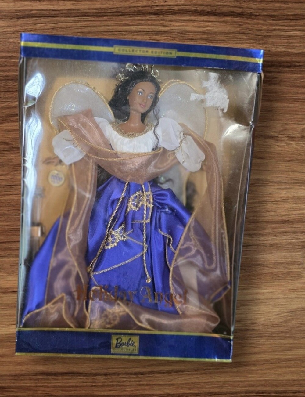 👼 Holiday Angel Barbie in Blue and Gold Gown